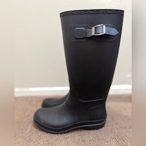 Kalimak tall rain boots, women’s size 8. Black